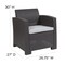 Merrick Lane Malmok Outdoor Furniture Resin Chair Faux Rattan Wicker Pattern Patio Chair With All-Weather Cushion